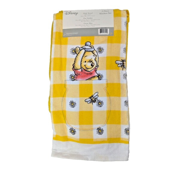Disney Winnie the Pooh Kitchen Towel Potholder Oven Mitt Bees Honey Pot 3-Pc - Picture 2 of 10